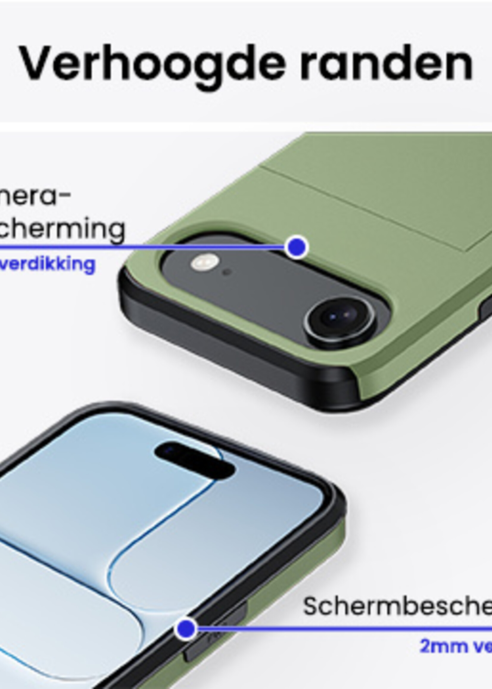 BTH BTH iPhone Air Hoesje Pashouder Hard - Donker Groen