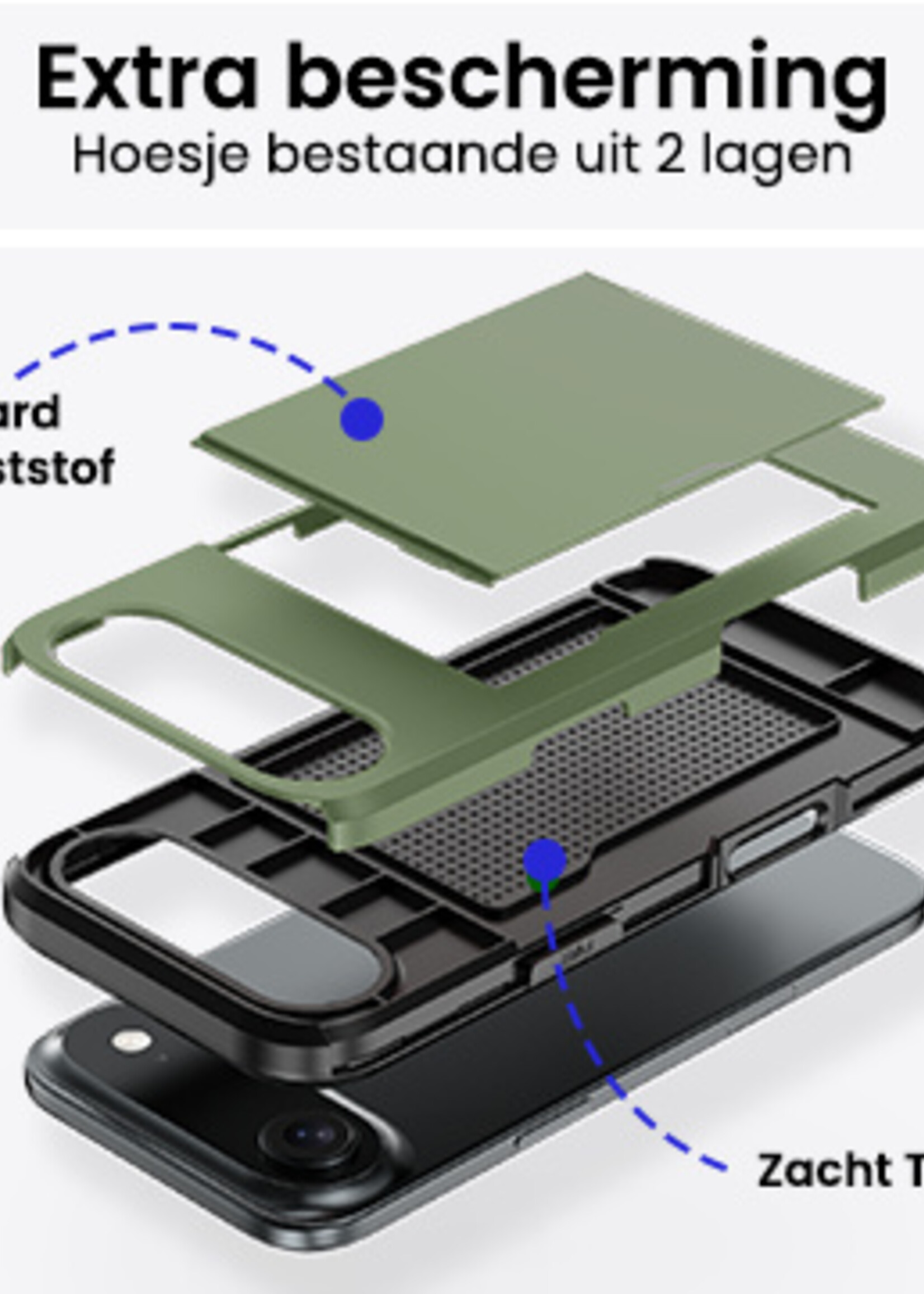 BTH BTH iPhone Air Hoesje Pashouder Hard - Donker Groen
