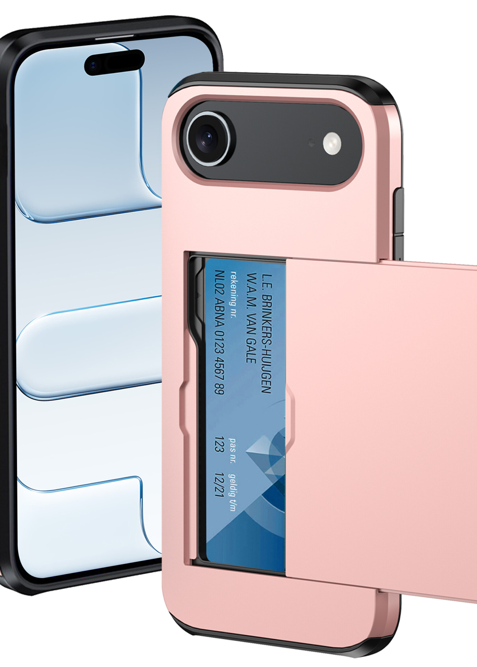 BTH BTH iPhone Air Hoesje Pashouder Hard - Rosé Goud