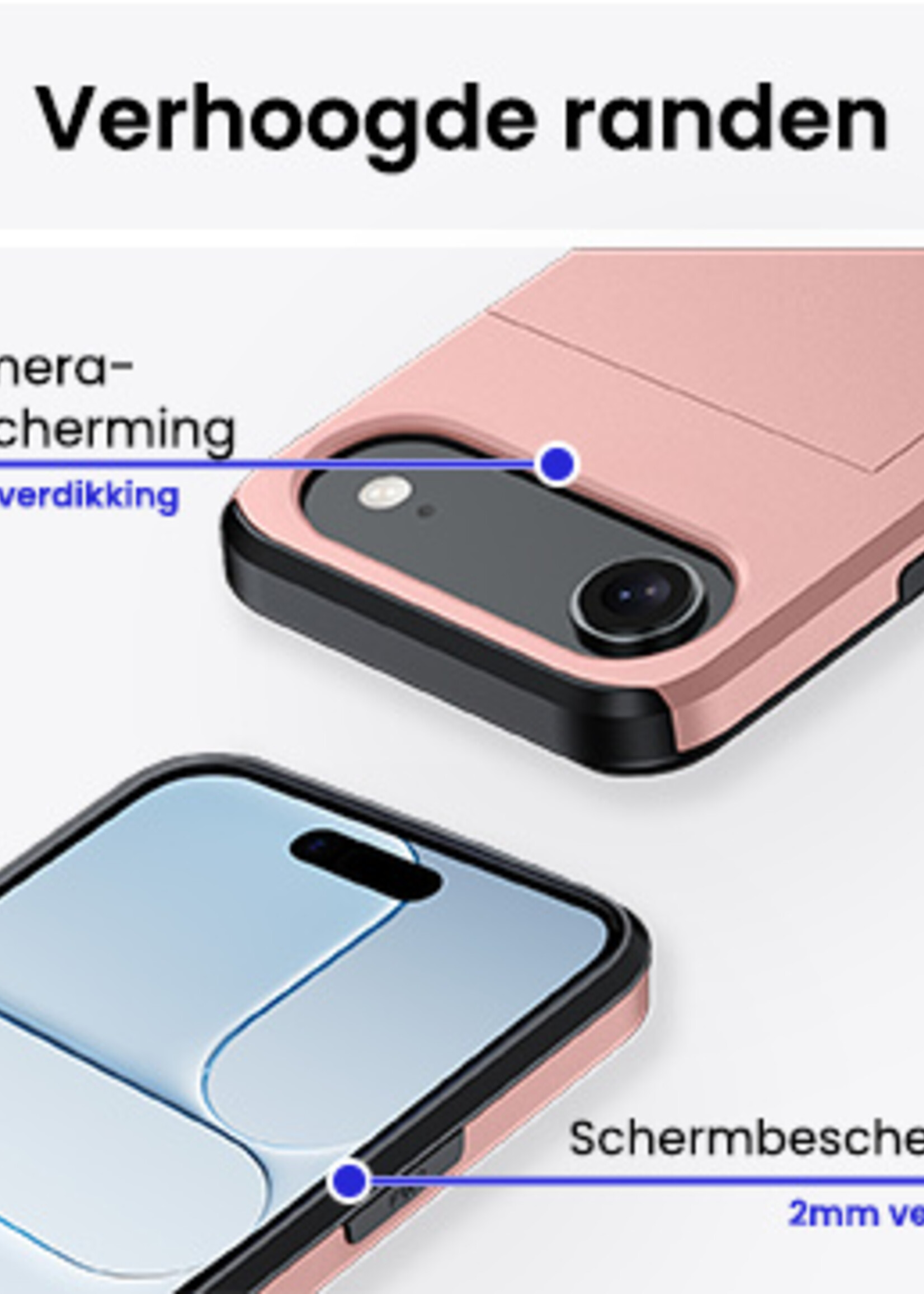 BTH BTH iPhone Air Hoesje Pashouder Hard - Rosé Goud