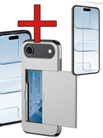 BTH BTH iPhone Air Hoesje Pashouder Hard Met Screenprotector - Grijs