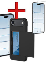 BTH BTH iPhone Air Hoesje Pashouder Hard Met Screenprotector - Zwart