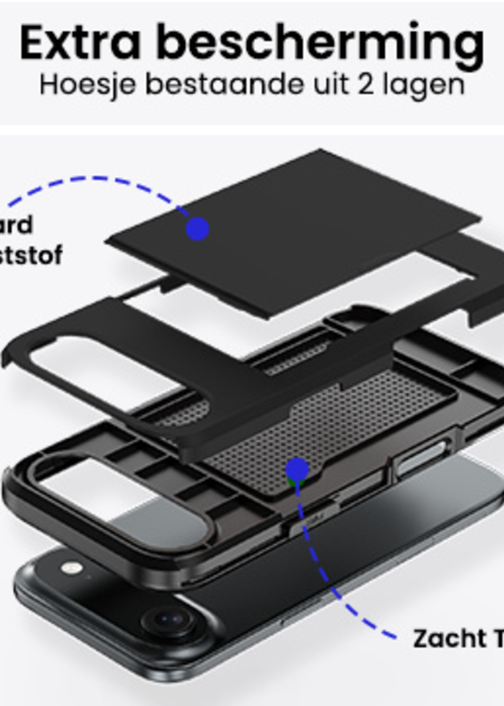 BTH BTH iPhone Air Hoesje Pashouder Hard Met 2x Screenprotector - Zwart