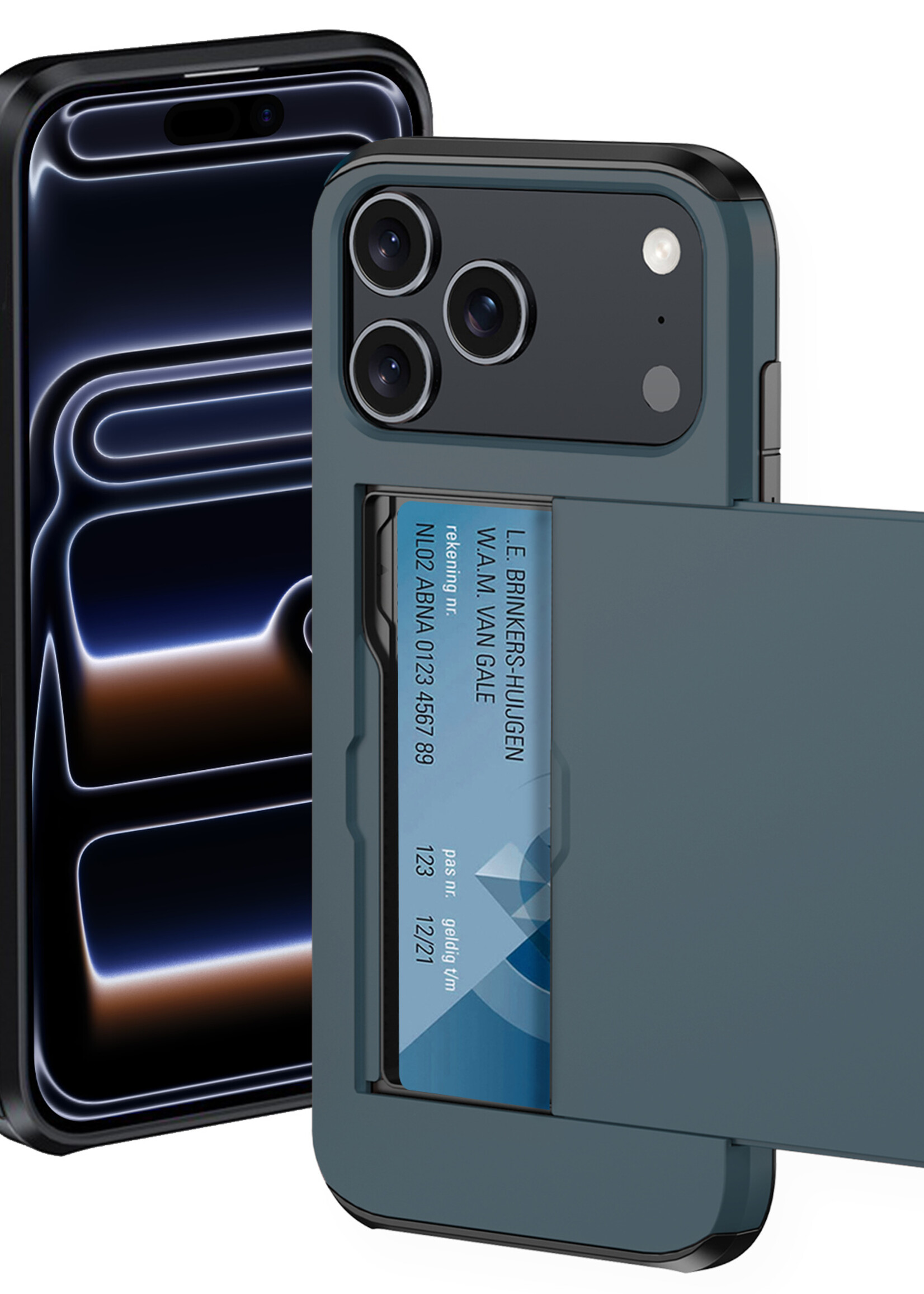 BTH BTH iPhone 17 Pro Hoesje Pashouder Hard - Donker Blauw