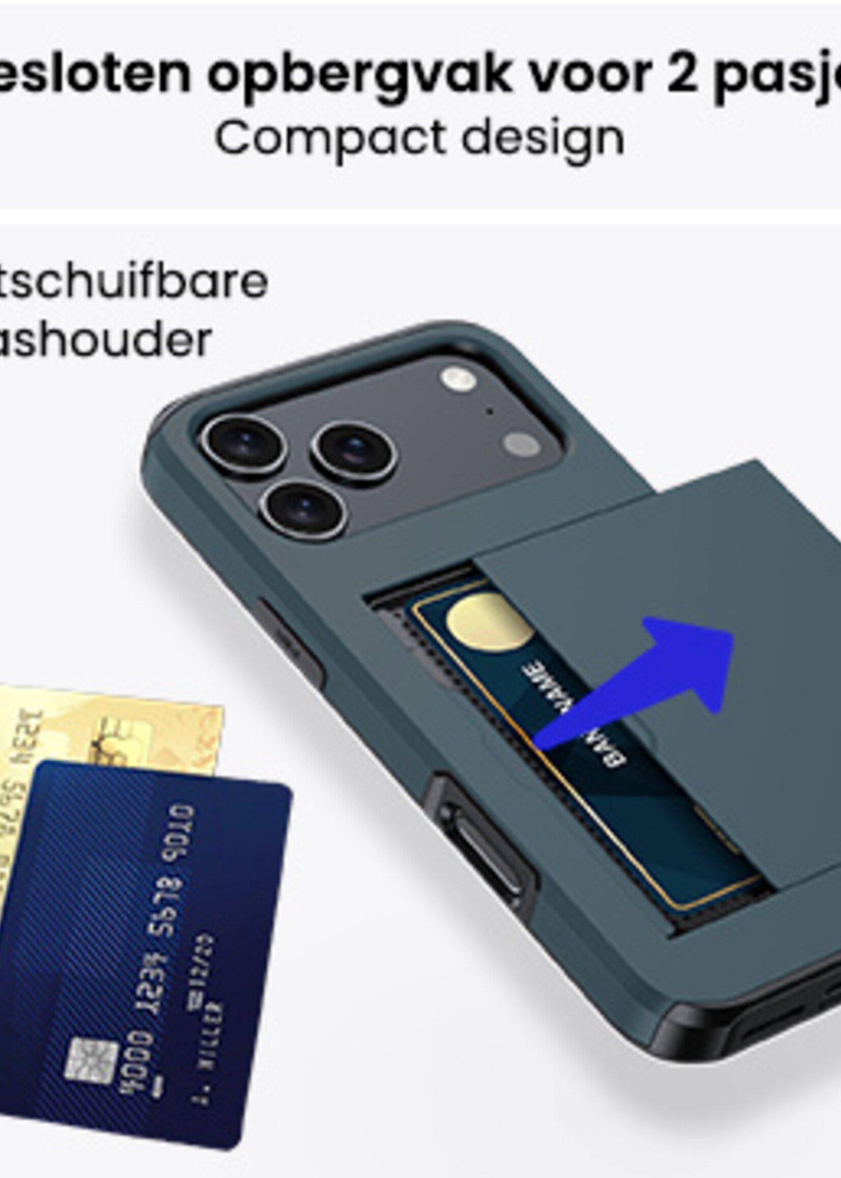 BTH BTH iPhone 17 Pro Hoesje Pashouder Hard - Donker Blauw