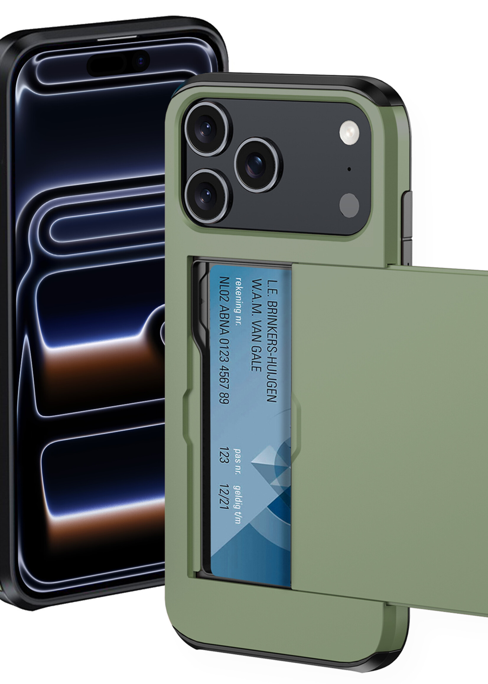 BTH BTH iPhone 17 Pro Hoesje Pashouder Hard - Donker Groen