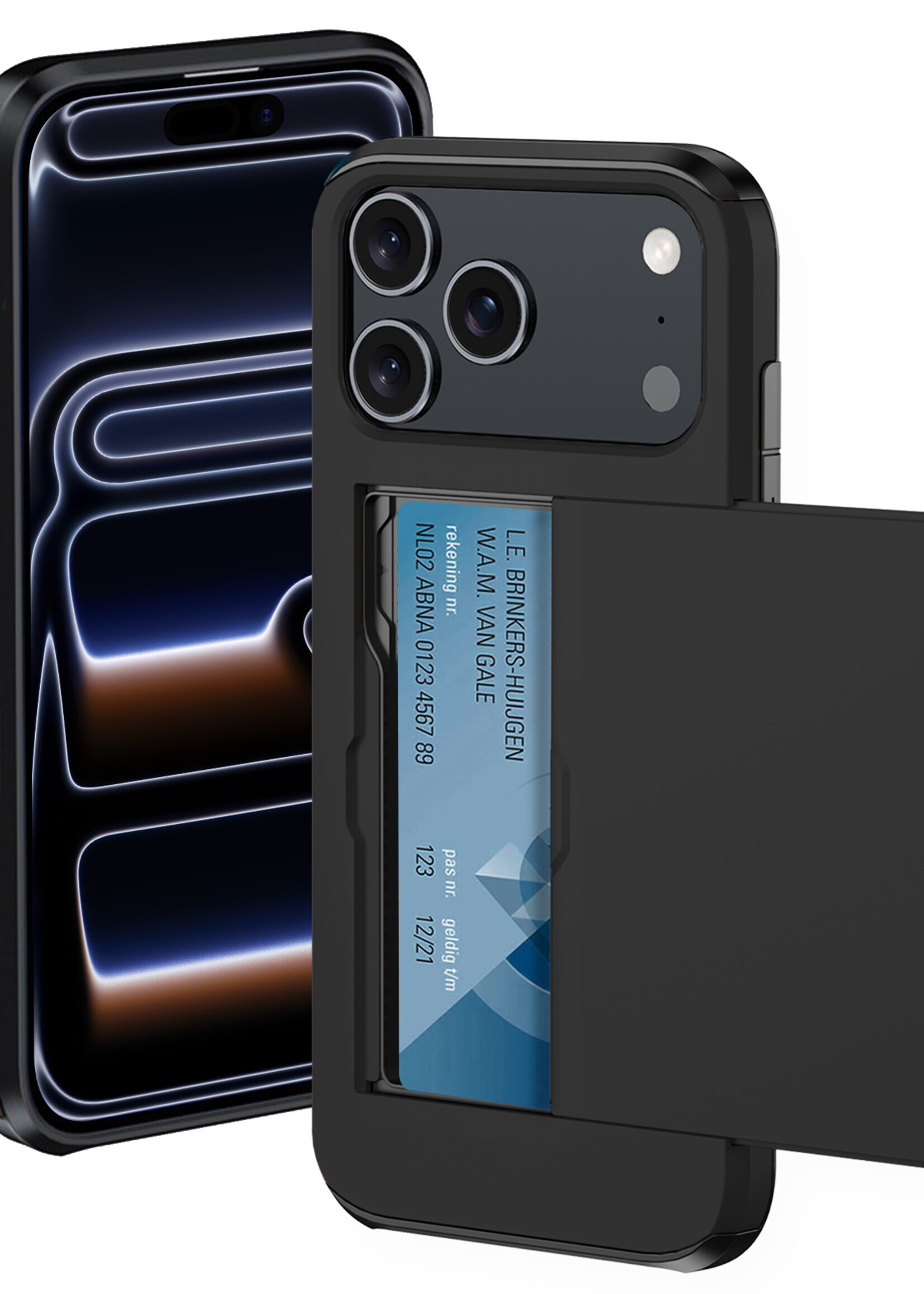 BTH BTH iPhone 17 Pro Hoesje Pashouder Hard - Zwart