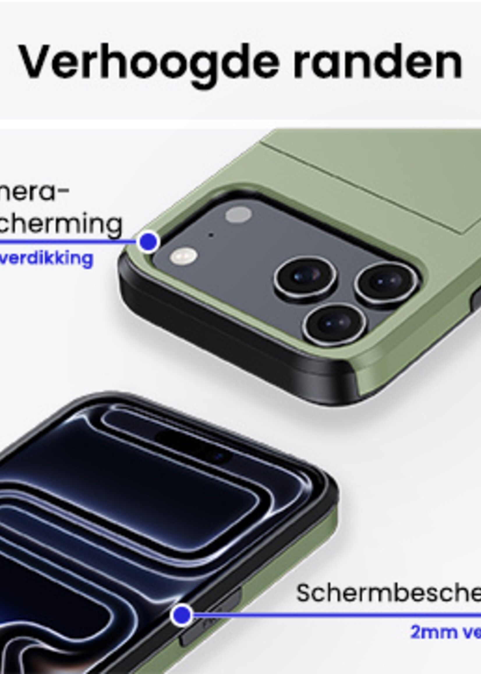 BTH BTH iPhone 17 Pro Max Hoesje Pashouder Hard - Donker Groen