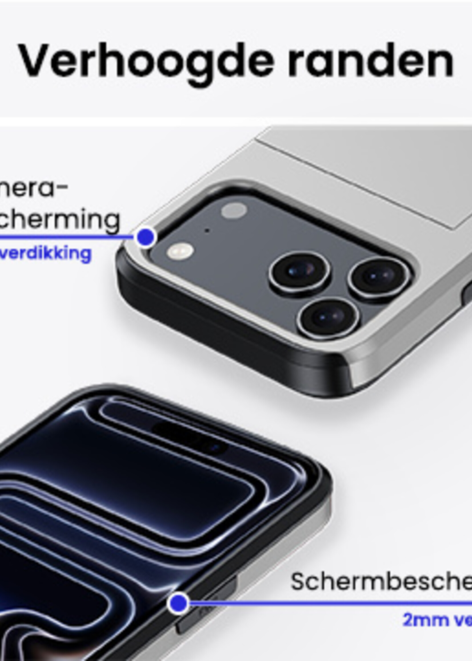 BTH BTH iPhone 17 Pro Max Hoesje Pashouder Hard - Grijs