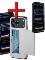 BTH BTH iPhone 17 Pro Max Hoesje Pashouder Hard Met Screenprotector - Grijs