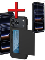 BTH BTH iPhone 17 Pro Max Hoesje Pashouder Hard Met Screenprotector - Zwart