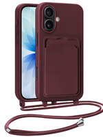 BTH BTH iPhone 17 Hoesje Pashouder met Koord - Aubergine