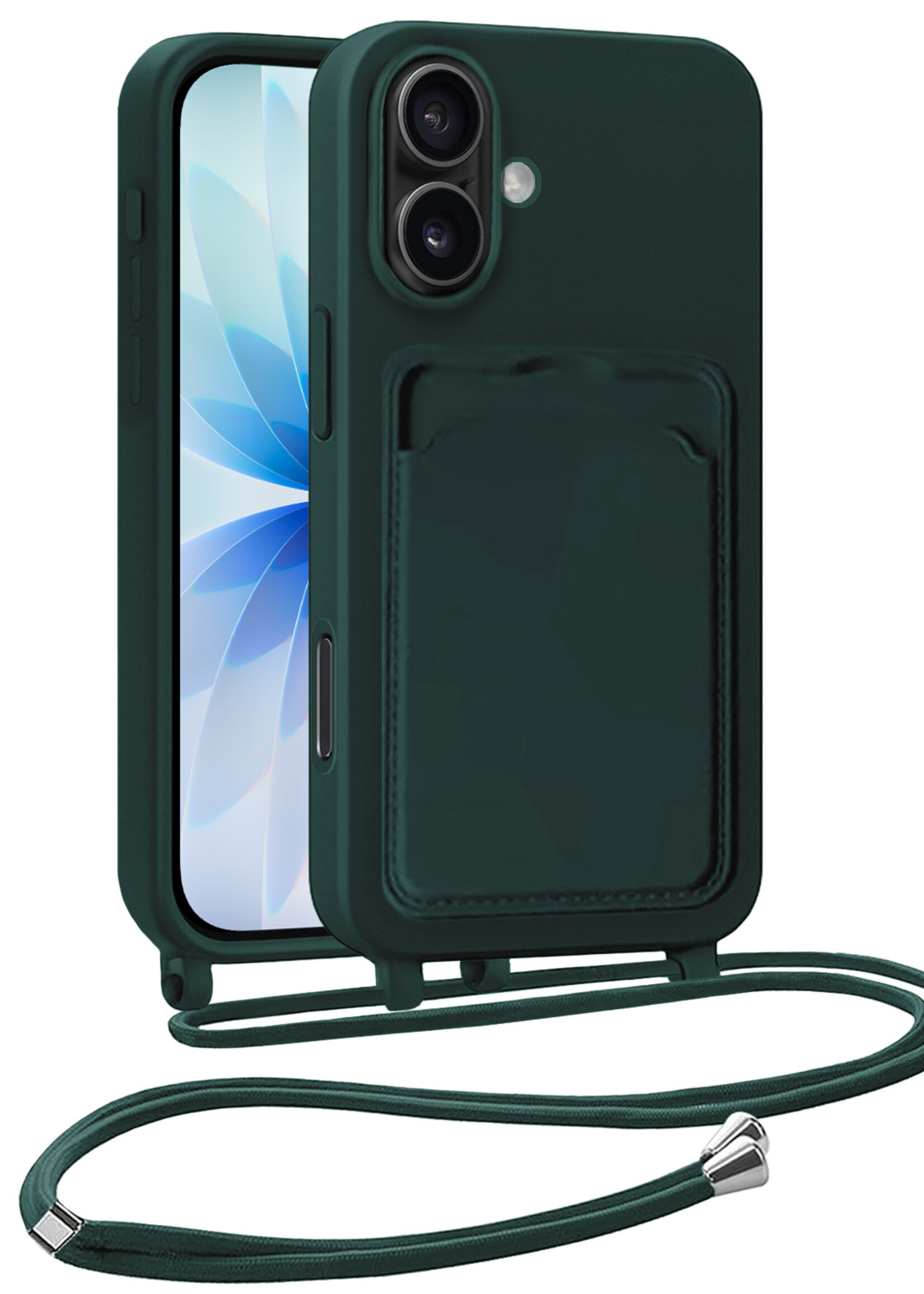 BTH BTH iPhone 17 Hoesje Pashouder met Koord - Donkergroen