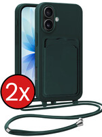 BTH BTH iPhone 17 Hoesje Pashouder met Koord - Donkergroen - 2 PACK