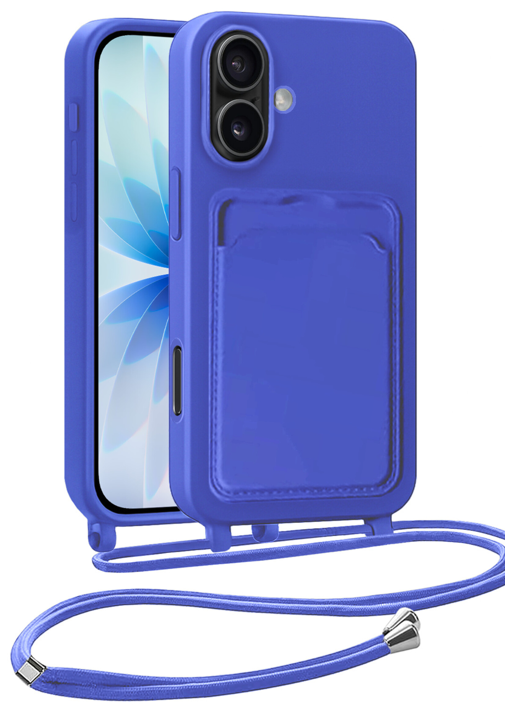 BTH BTH iPhone 17 Hoesje Pashouder met Koord - Fel Blauw