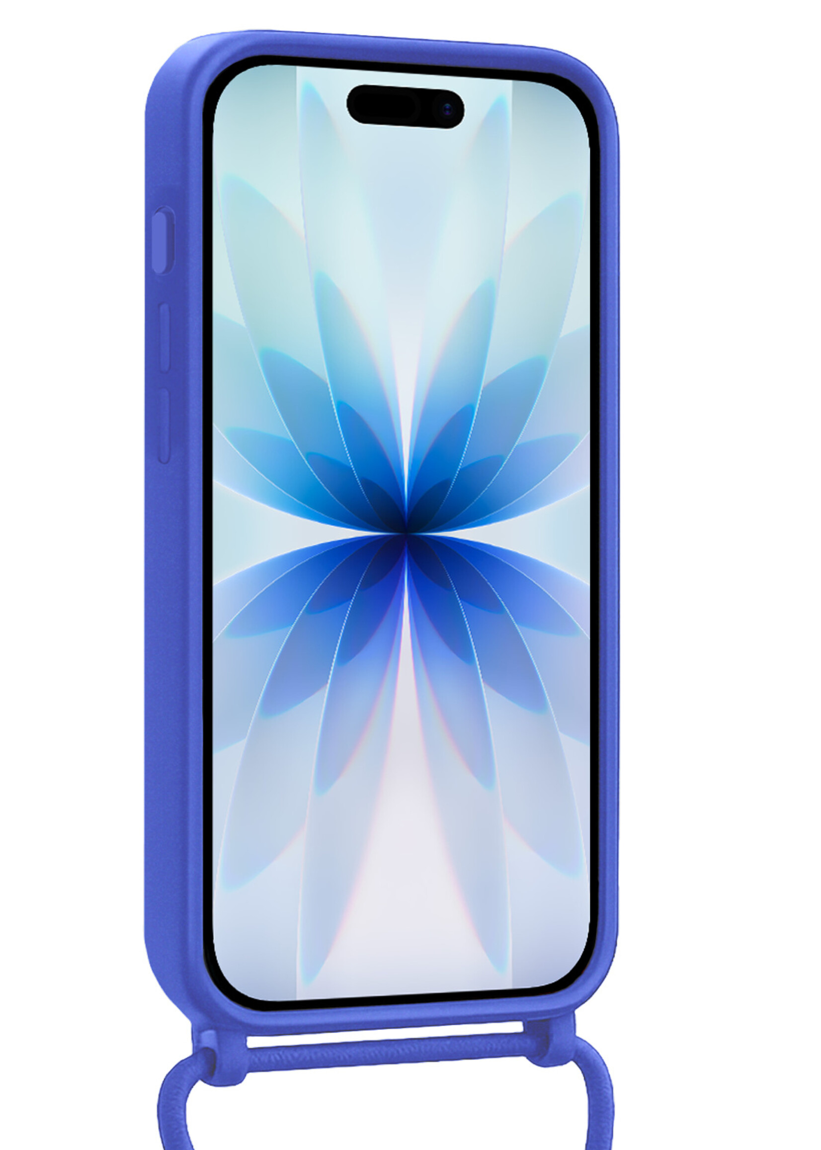 BTH BTH iPhone 17 Hoesje Pashouder met Koord Met 2x Screenprotector - Fel Blauw