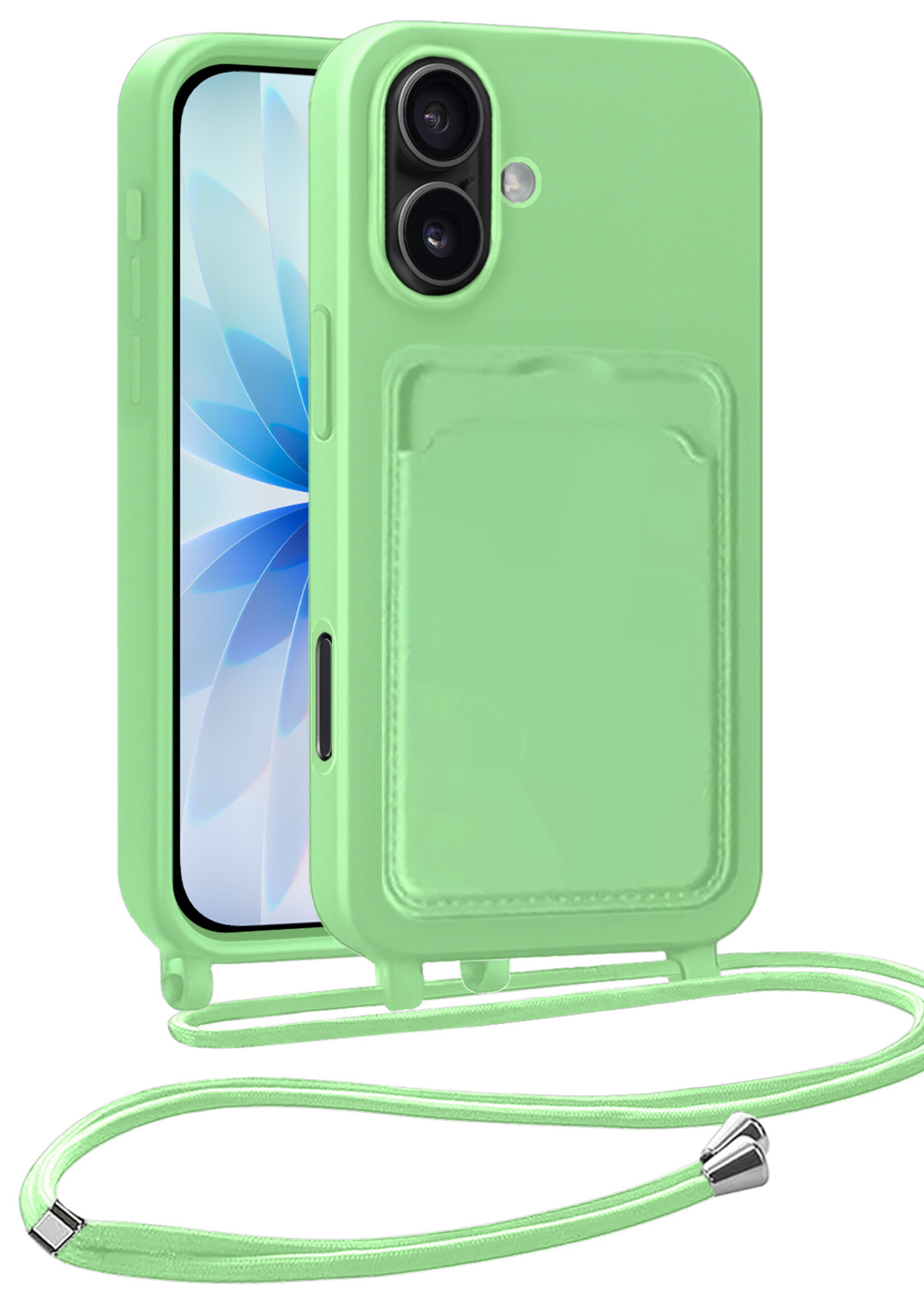 BTH BTH iPhone 17 Hoesje Pashouder met Koord - Groen