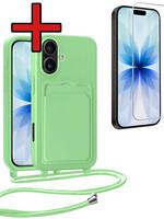 BTH BTH iPhone 17 Hoesje Pashouder met Koord Met Screenprotector - Groen
