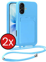 BTH BTH iPhone 17 Hoesje Pashouder met Koord - Lichtblauw - 2 PACK