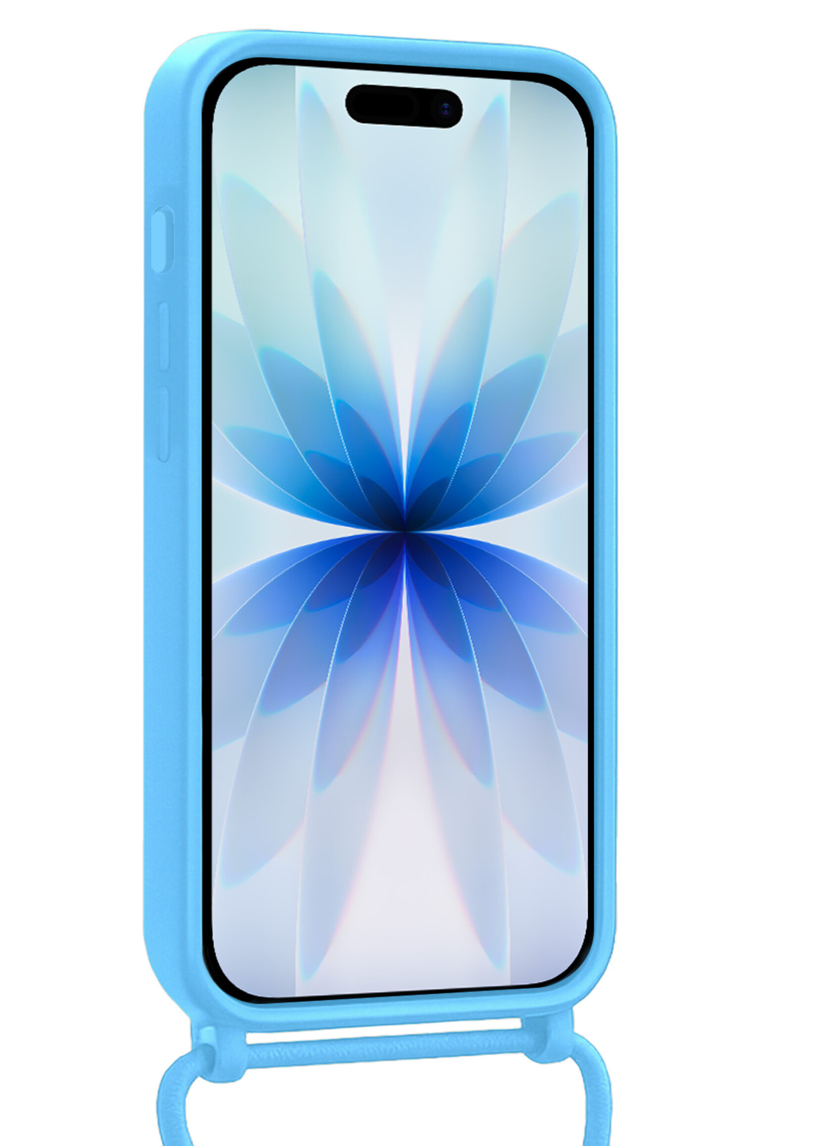 BTH BTH iPhone 17 Hoesje Pashouder met Koord Met 2x Screenprotector - Lichtblauw