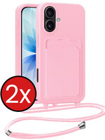 BTH BTH iPhone 17 Hoesje Pashouder met Koord - Lichtroze - 2 PACK