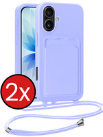 BTH BTH iPhone 17 Hoesje Pashouder met Koord - Lila - 2 PACK