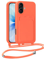 BTH BTH iPhone 17 Hoesje Pashouder met Koord - Papaya