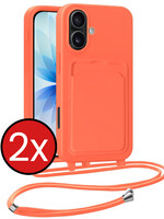 BTH BTH iPhone 17 Hoesje Pashouder met Koord - Papaya - 2 PACK