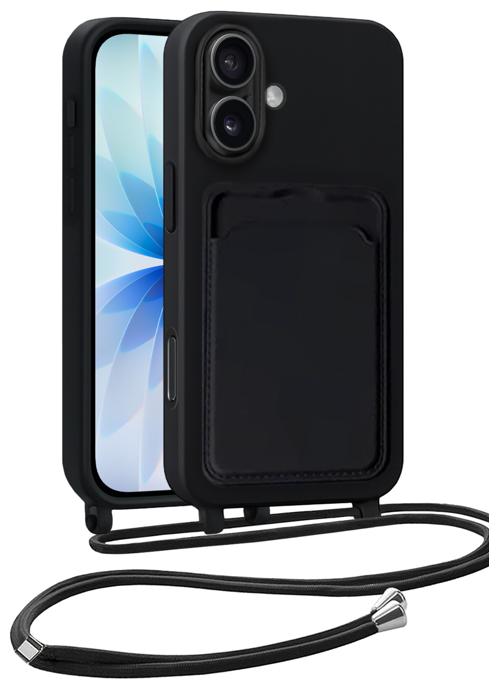 BTH BTH iPhone 17 Hoesje Pashouder met Koord - Zwart