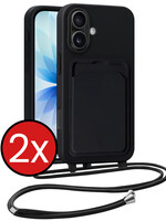 BTH BTH iPhone 17 Hoesje Pashouder met Koord - Zwart - 2 PACK