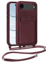 BTH BTH iPhone Air Hoesje Pashouder met Koord - Aubergine