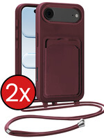 BTH BTH iPhone Air Hoesje Pashouder met Koord - Aubergine - 2 PACK