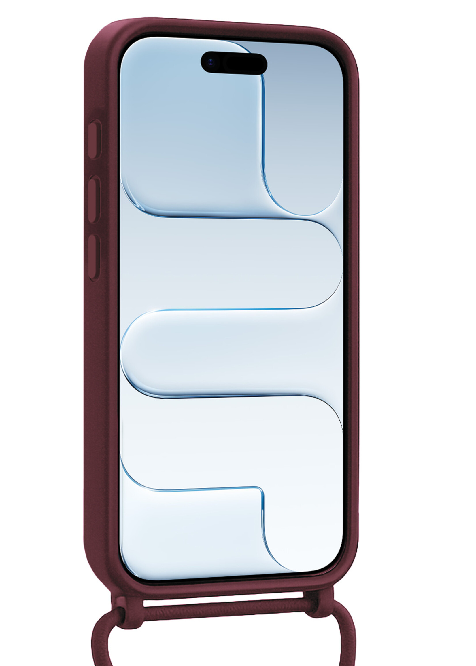 BTH BTH iPhone Air Hoesje Pashouder met Koord Met Screenprotector - Aubergine