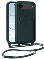 BTH BTH iPhone Air Hoesje Pashouder met Koord - Donkergroen