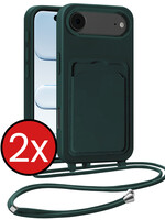 BTH BTH iPhone Air Hoesje Pashouder met Koord - Donkergroen - 2 PACK