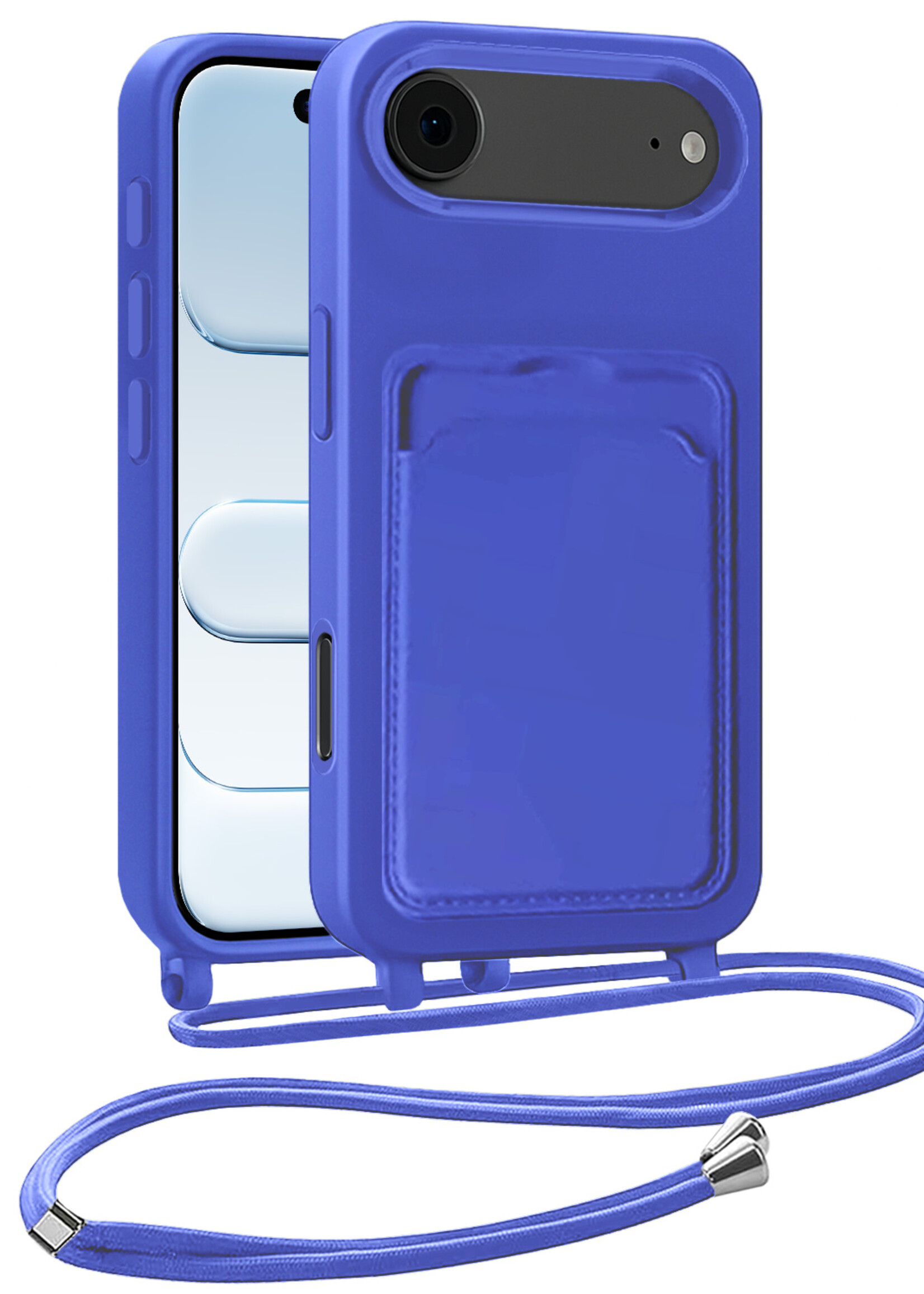 BTH BTH iPhone Air Hoesje Pashouder met Koord - Fel Blauw