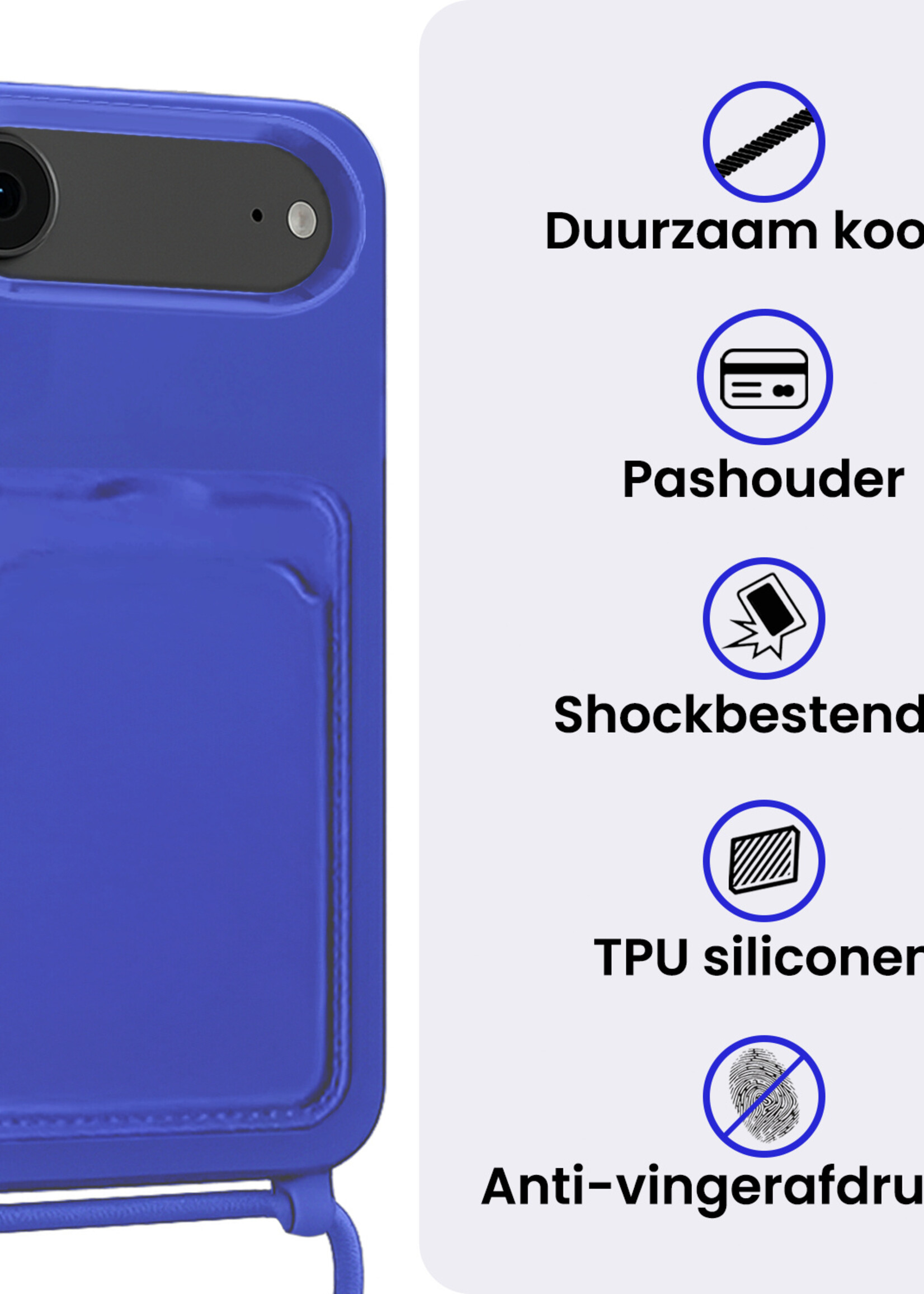 BTH BTH iPhone Air Hoesje Pashouder met Koord - Fel Blauw