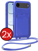 BTH BTH iPhone Air Hoesje Pashouder met Koord - Fel Blauw - 2 PACK