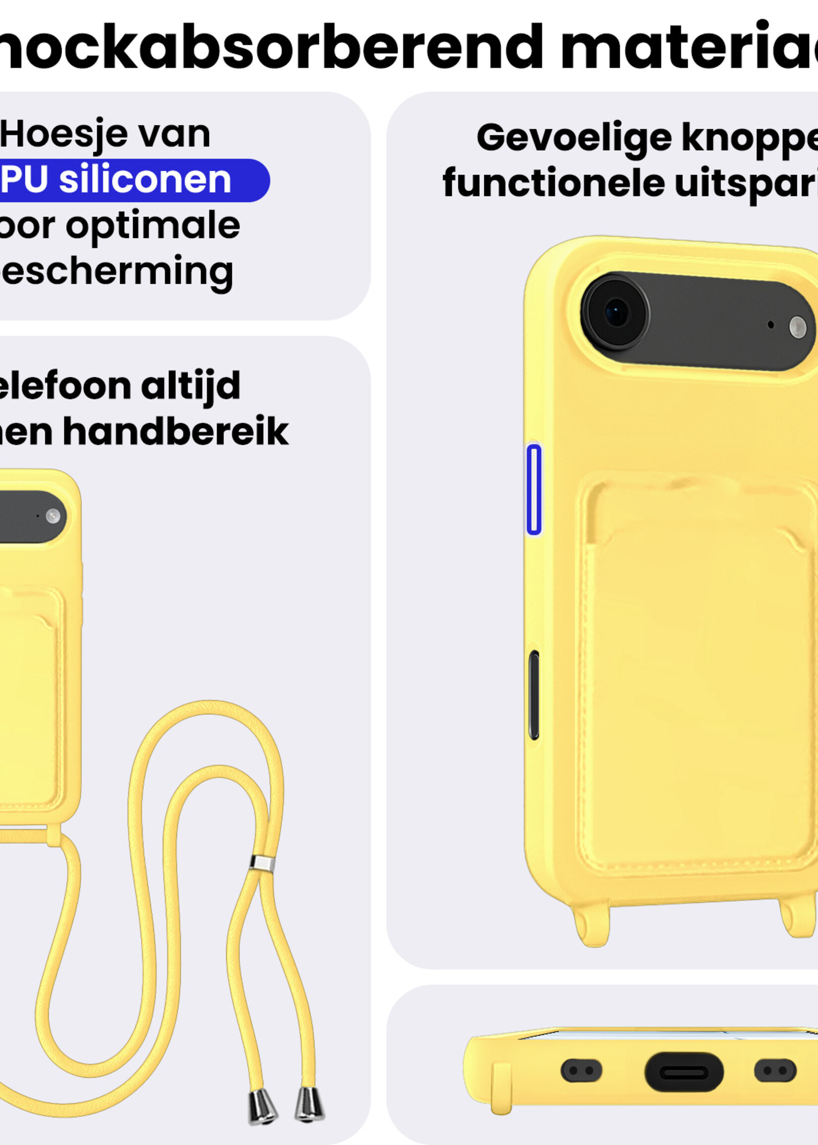 BTH BTH iPhone Air Hoesje Pashouder met Koord - Geel