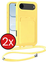 BTH BTH iPhone Air Hoesje Pashouder met Koord - Geel - 2 PACK