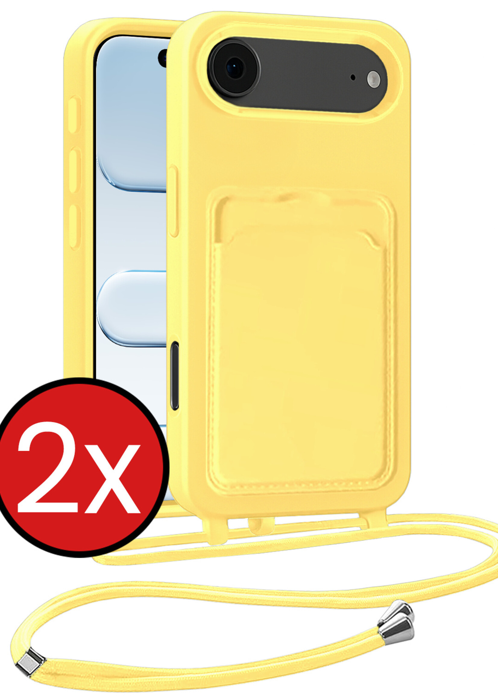 BTH BTH iPhone Air Hoesje Pashouder met Koord - Geel - 2 PACK