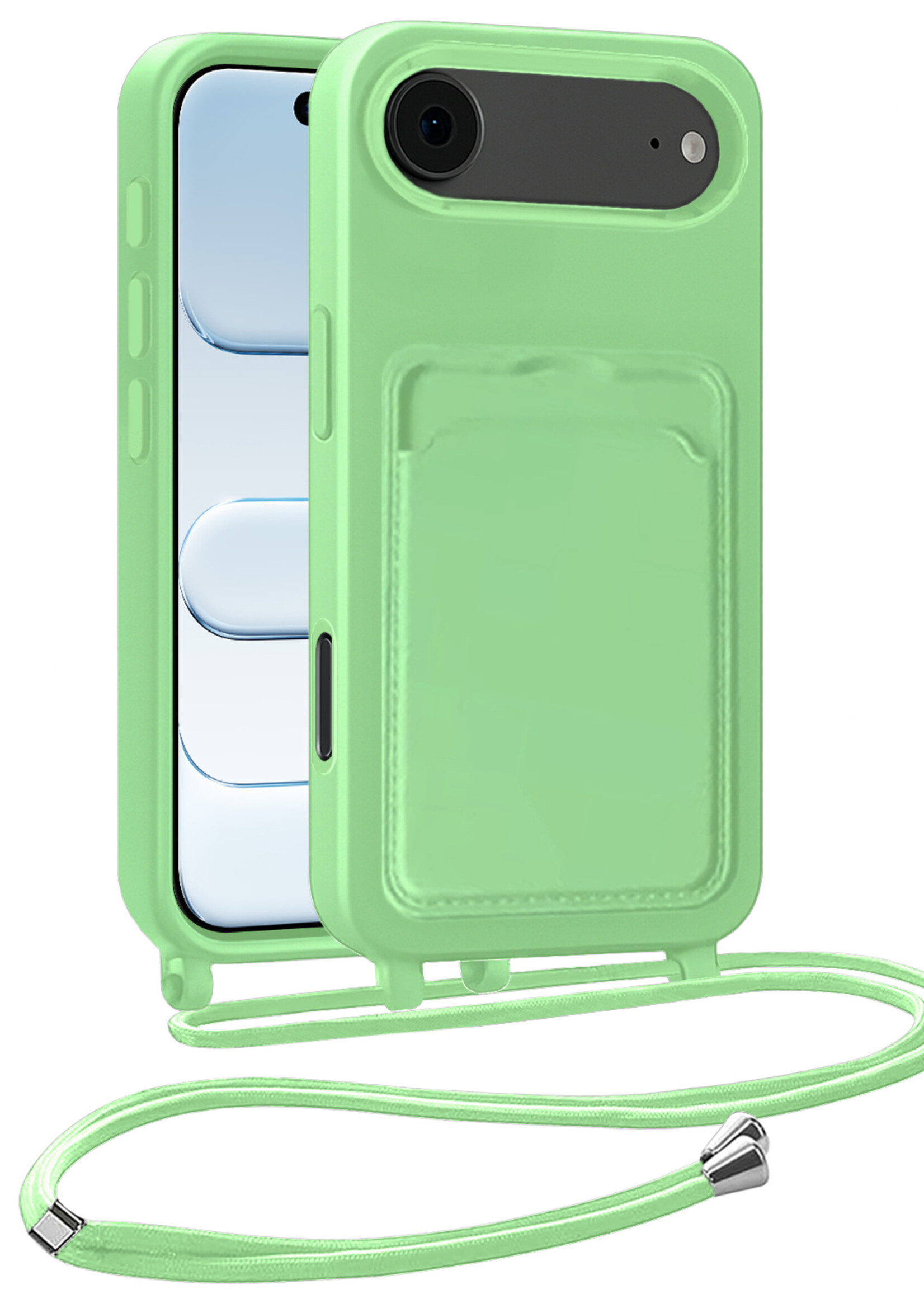 BTH BTH iPhone Air Hoesje Pashouder met Koord - Groen