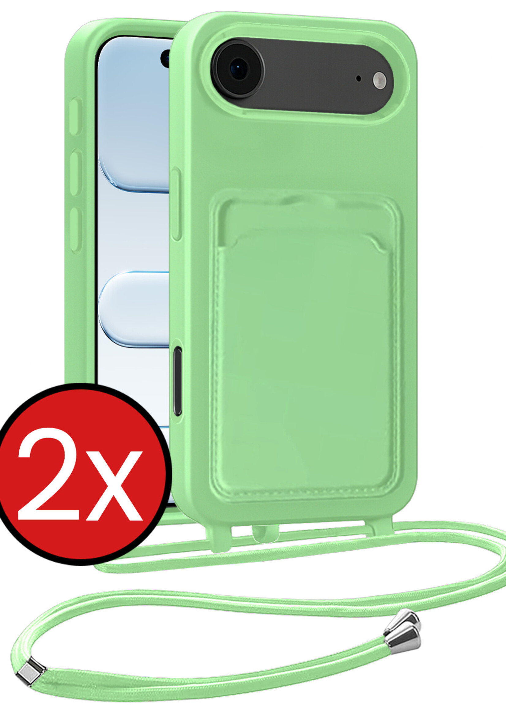 BTH BTH iPhone Air Hoesje Pashouder met Koord - Groen - 2 PACK