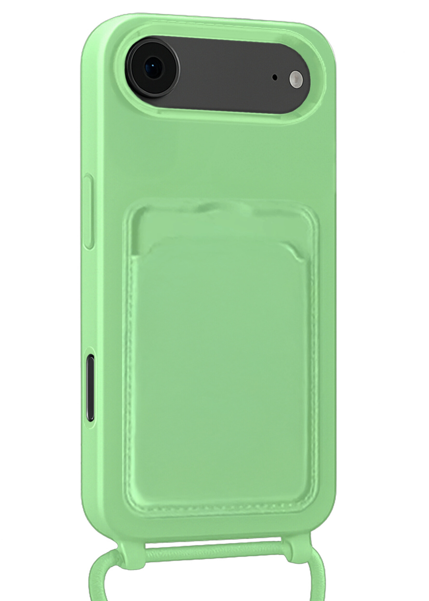 BTH BTH iPhone Air Hoesje Pashouder met Koord Met Screenprotector - Groen