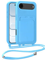 BTH BTH iPhone Air Hoesje Pashouder met Koord - Lichtblauw