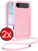 BTH BTH iPhone Air Hoesje Pashouder met Koord - Lichtroze - 2 PACK