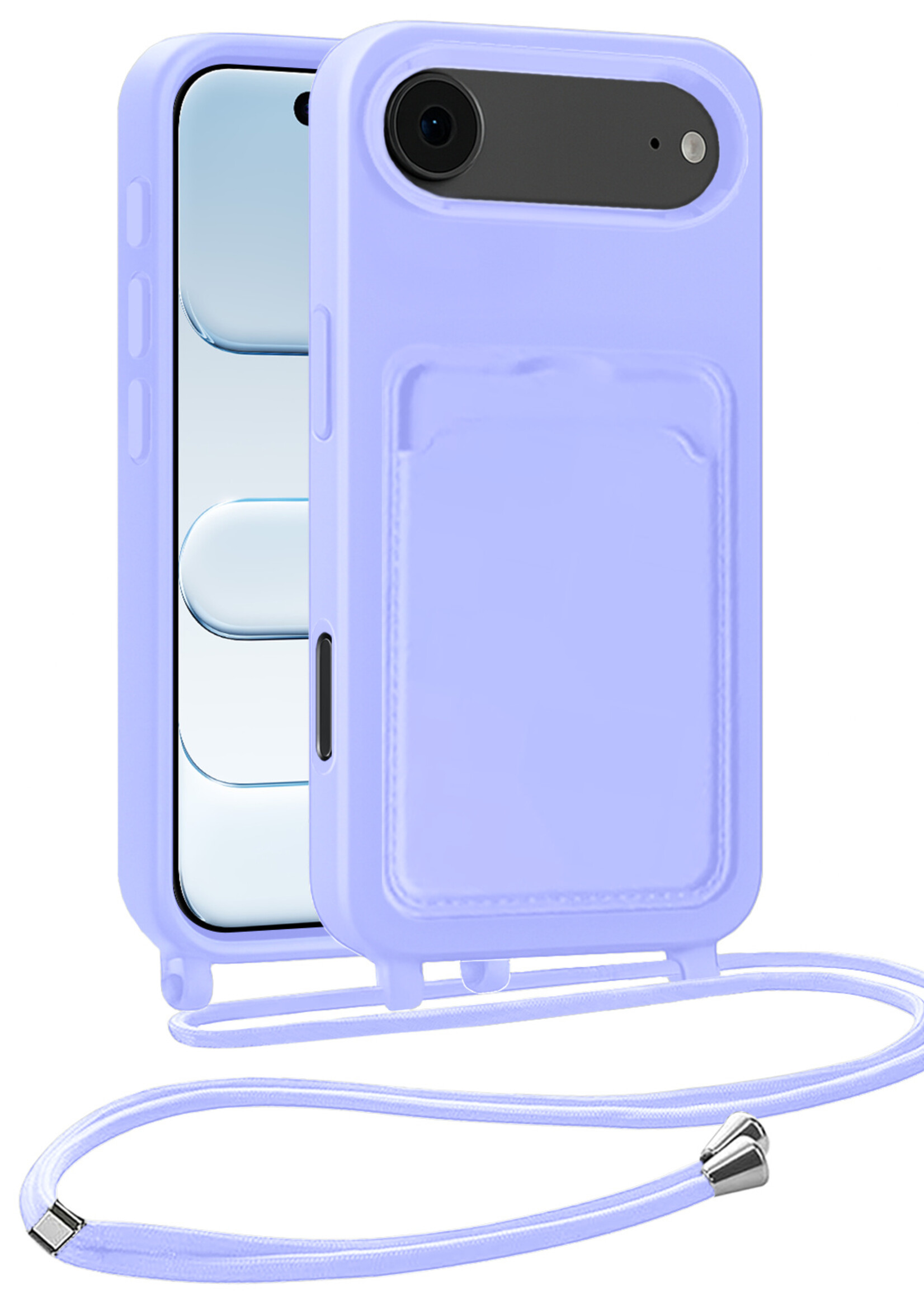 BTH BTH iPhone Air Hoesje Pashouder met Koord - Lila