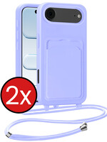 BTH BTH iPhone Air Hoesje Pashouder met Koord - Lila - 2 PACK