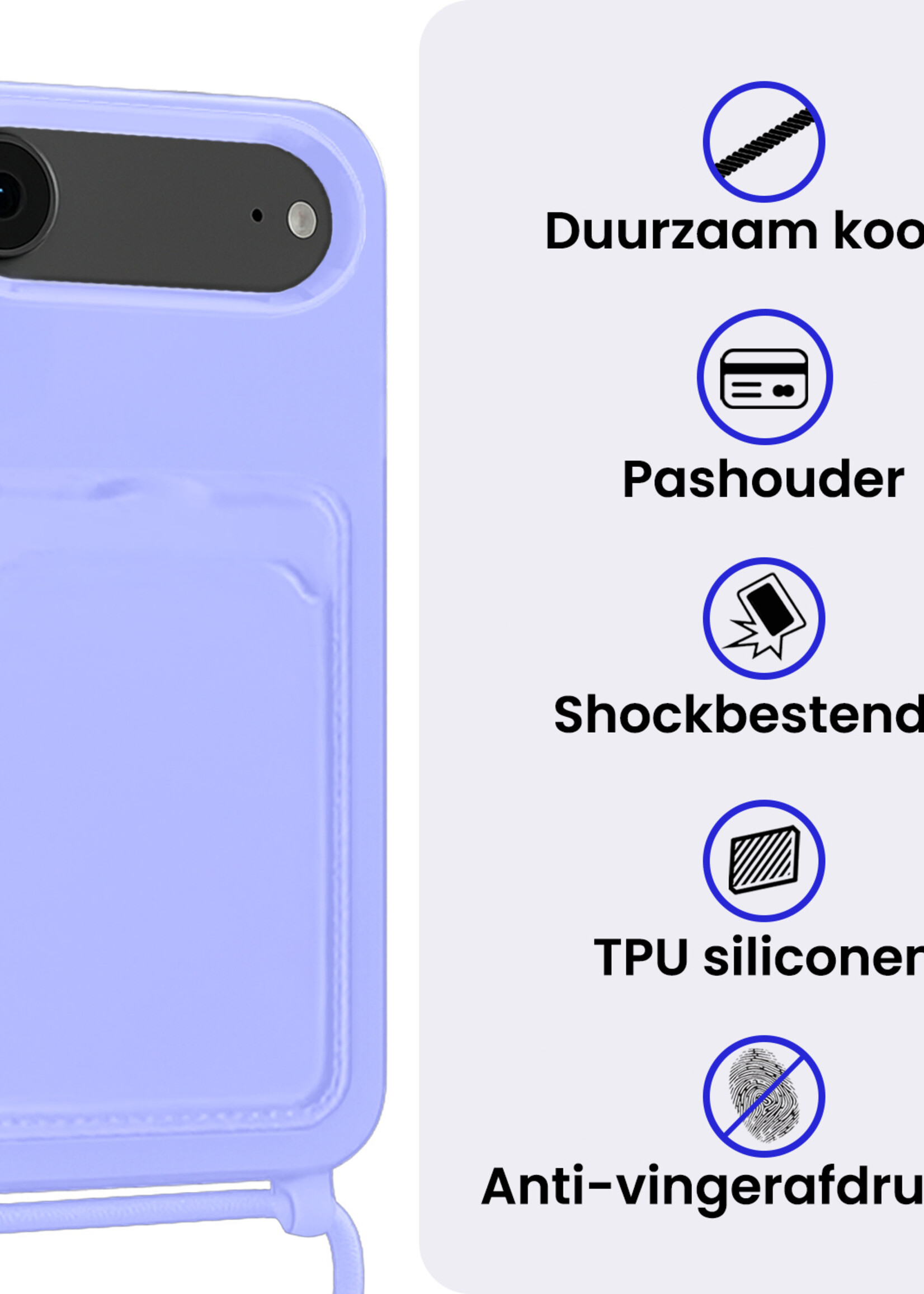 BTH BTH iPhone Air Hoesje Pashouder met Koord - Lila - 2 PACK