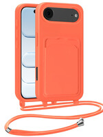 BTH BTH iPhone Air Hoesje Pashouder met Koord - Papaya